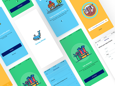 Survey Whale Mobile App UI Design design illustration logo mobileui ui ux