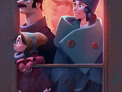 Adventure in Faith cartoon character character design child dad family illustration kid photoshop sketch story train travel vintage