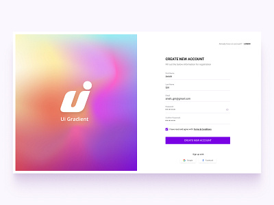 Sign Up account button card dailyui design form gradient input login mesh minimal register registration sign in sign up signup ui uiux web website