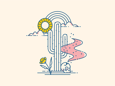 Desert Vibes cactus desert illustration monoline rainbow shull