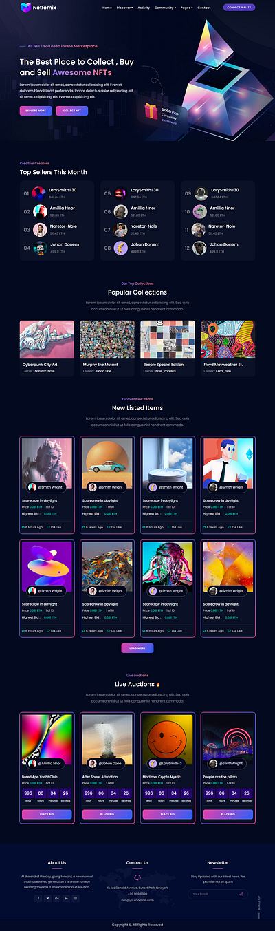 Netfomix - NFT Marketplace HTML Template wallet