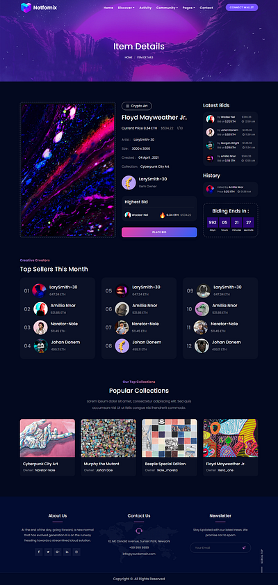 Netfomix - NFT Marketplace HTML Template wallet