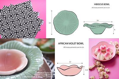 Tableware Product Design adobe illustrator ceramic bowls ceramic plates ceramic tableware custom design design design illustration flower bowls graphic illustration handmade ceramics homeware illustration lotus plates product design product illustration tableware design technical design technical illustration