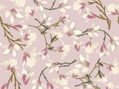 Sweet Magnolia Pattern botanical design floral flowers illustration nature pattern repeat pattern seamless surface pattern design