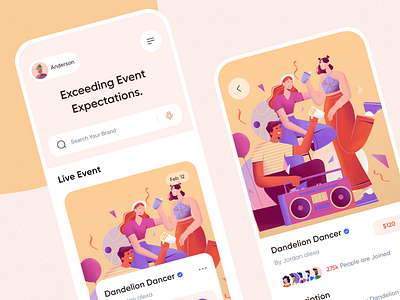 Event Mobile App app booking app clean concert design event event app event mobile app minimal mobile mobile app modern party party app schedule ticket ui uidesign ux uxdesign