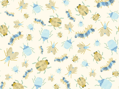 Squirmy Insects Pattern animal design illustration insects nature pattern repeat pattern seamless surface pattern design