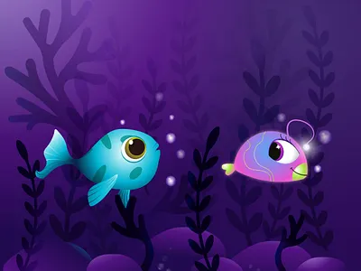 Vector fish illustration fish illustration ocean purple seaweed vector water