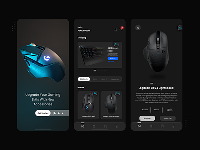 Game Accessories App 3d accessories adobe photoshop adobe xd app design branding dark mode design fluent game app design gaming gradient graphic design logitech logo minimal mobile mobile design trending ui