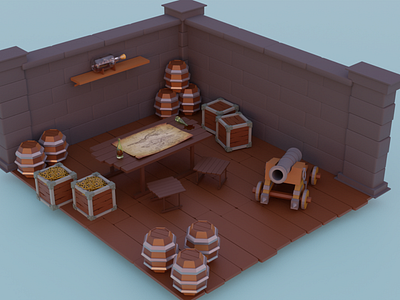 Pirate Room 3d 3dblender blende blender3d blender3dart building illumination pirate cabin