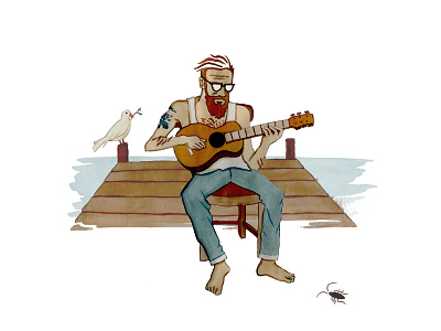 Martin guitarist illustration music painted painting vector illustration watercolour painting watercolours