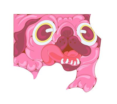 Pug, a vector character, part of a collaboration of artists. cartoon character design illustration toy vector