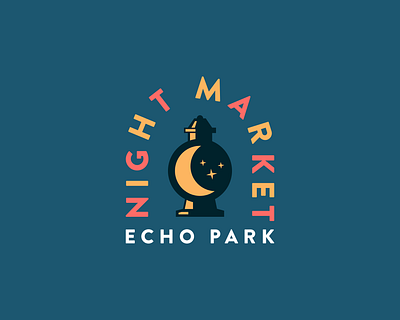 Echo Park Night Market design echo park flat logo moon night market vector