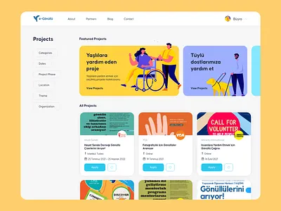 Website - Volunteering Portal product page projects results page search turkey turkish volunteer website volunteering web ui