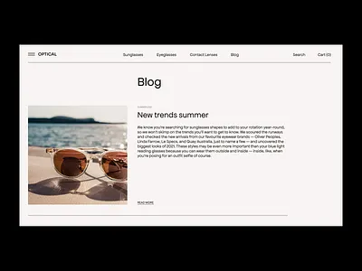 Optical Blog - Concept article blog branding concept design layout logo optical shop typography ui uiux web webdesign
