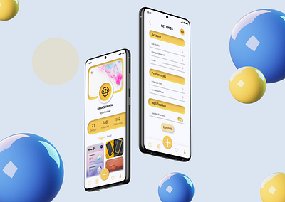Profile + Settings UI 3d aestheticdesign app dailyui design mockup profile setting ui uichallenge ux vector