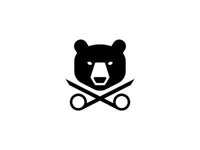 Scissor Bear barber bear black bear illustration logo scissors symbol vector