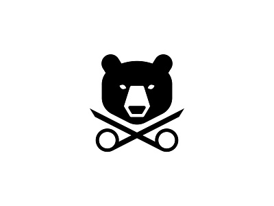 Scissor Bear barber bear black bear illustration logo scissors symbol vector