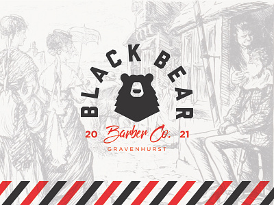 Black Bear Barber Co. barber bear black bear branding illustration logo vector