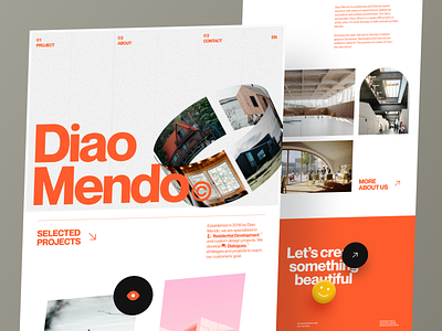 Diao Mendo Architects animation architect architectural architecture brutalism building design landing page minimal studio typography ui ux web design website