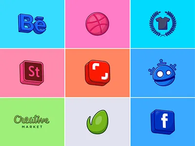 Social media and market logo icon🔍✨ account branding cover creative market cute dribbble envato facebook highlights icon illustration instagram internet logo market market logo profile social media twitter