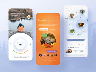 Camping App. app app design camping clean design house journey location map mobile mobile design orange pin plant sport travel ui view