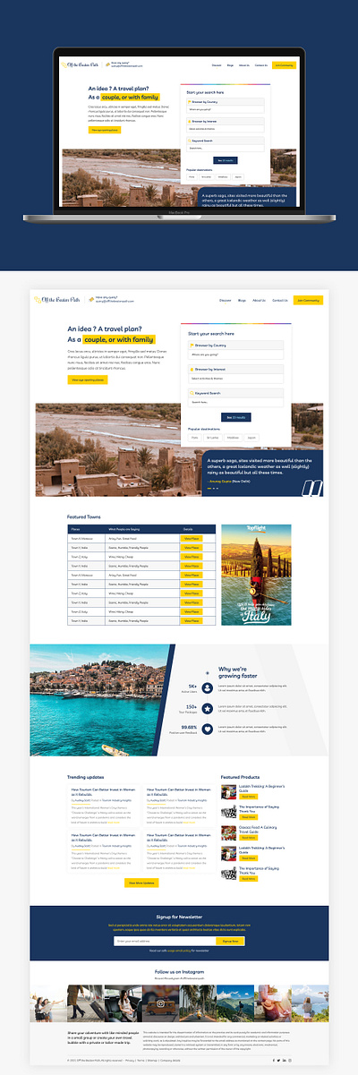 Off the beaten path branding clean design travel website