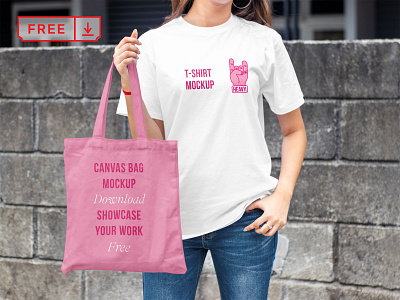 Free T-Shirt with Canvas Bag Mockup branding canvas bag design download free freebie identity logo mockup psd t shirt template typography