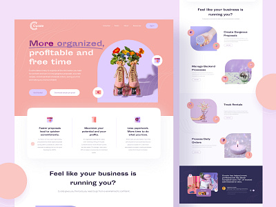 Curate - Event Planer Landing Page ✨ app branding button card design event figma graphic design illustration landing landing page logo page pastel planer ui uidesign uiux vektora web design