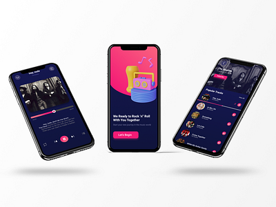 Music Player 3d animation app black design illustration music ui