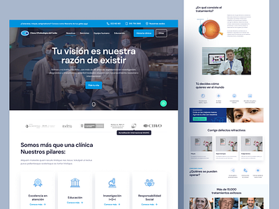 Website - Ophthalmology Clinic adobexd blue care clinic design eyes figmadesign health navy ocular ui uiux ux webdesign white