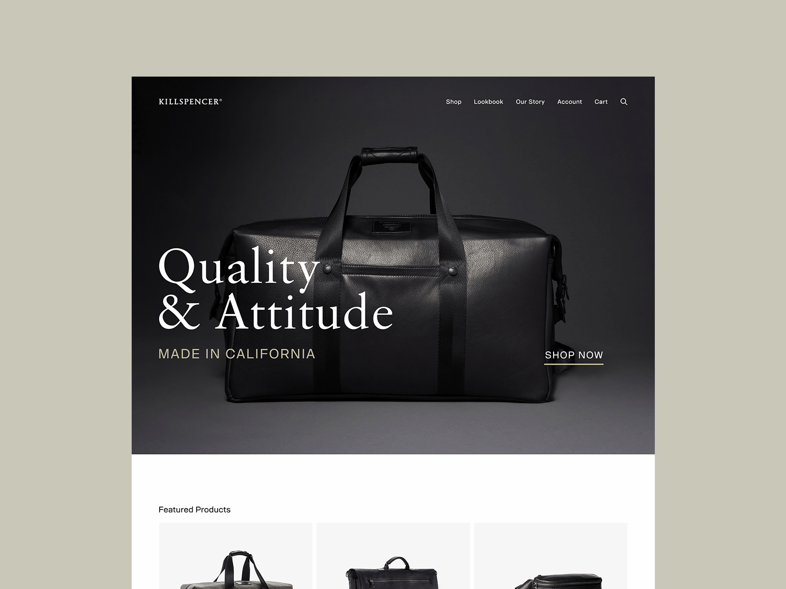 Killspencer — Design Concept branding creative direction design direction design studio ecommerce killspencer leather goods los angeles responsive web ui ux visual design