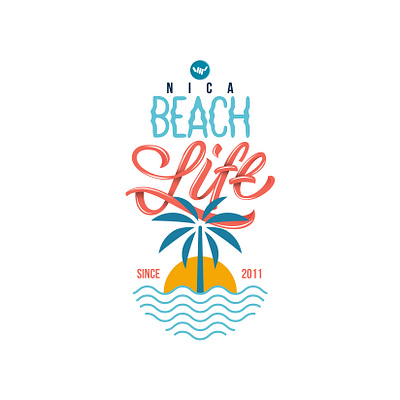 BEACH LIFE art beach brand branding concept design graphic design illustration lettering life palms sun surf tbwa texture waves