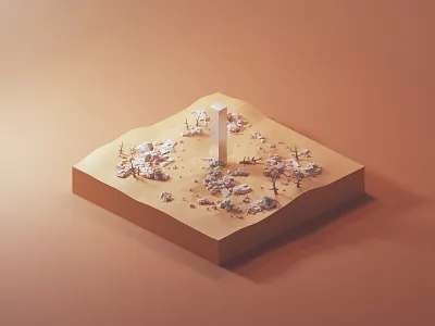 The Utah monolith 2020 3d alien blender design illustration isometric low poly mars myanmar sifi space