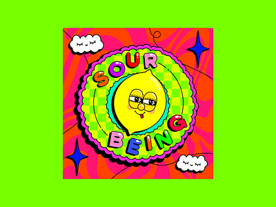 Sour Being adobeillustator boldcolours cheekylemon clashingpatterns clouddesign cloudillustration colourclash colourfuldesign funwithtype illustration illustrator lemoncharacter lemondesign lemonillustration sour sourlemon typography typographydesign