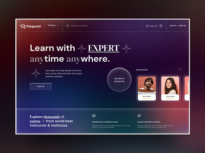 Eduguard - E-learning Website animation course design trends e learning education figma glassmorphim header instructor landing page learning management system school templatecookie themeforest ui ux website zakirsoft