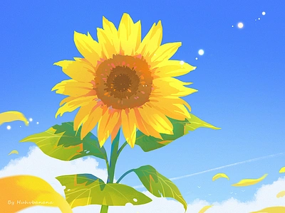 Sunflower flower illustration summer sunflower 向日葵 插画 治愈系