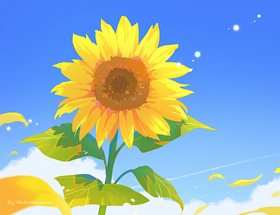 Sunflower flower illustration summer sunflower 向日葵 插画 治愈系