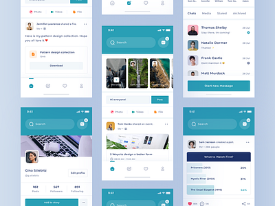 Social Media App app branding chat clean connect design facebook ios linkedin media message mobile social social media twitter ui uidesign uiux ux uxdesign