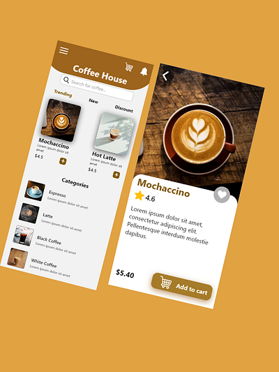 Coffee House UI Design adobe xd app application coffee design ui ui design ui ux design