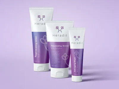 Heradit logo and branding brand identity branding cosmetic brand cosmetic product gradient graphic design iran logo logo design luxury mockup natural organic package design packaging purple skincare