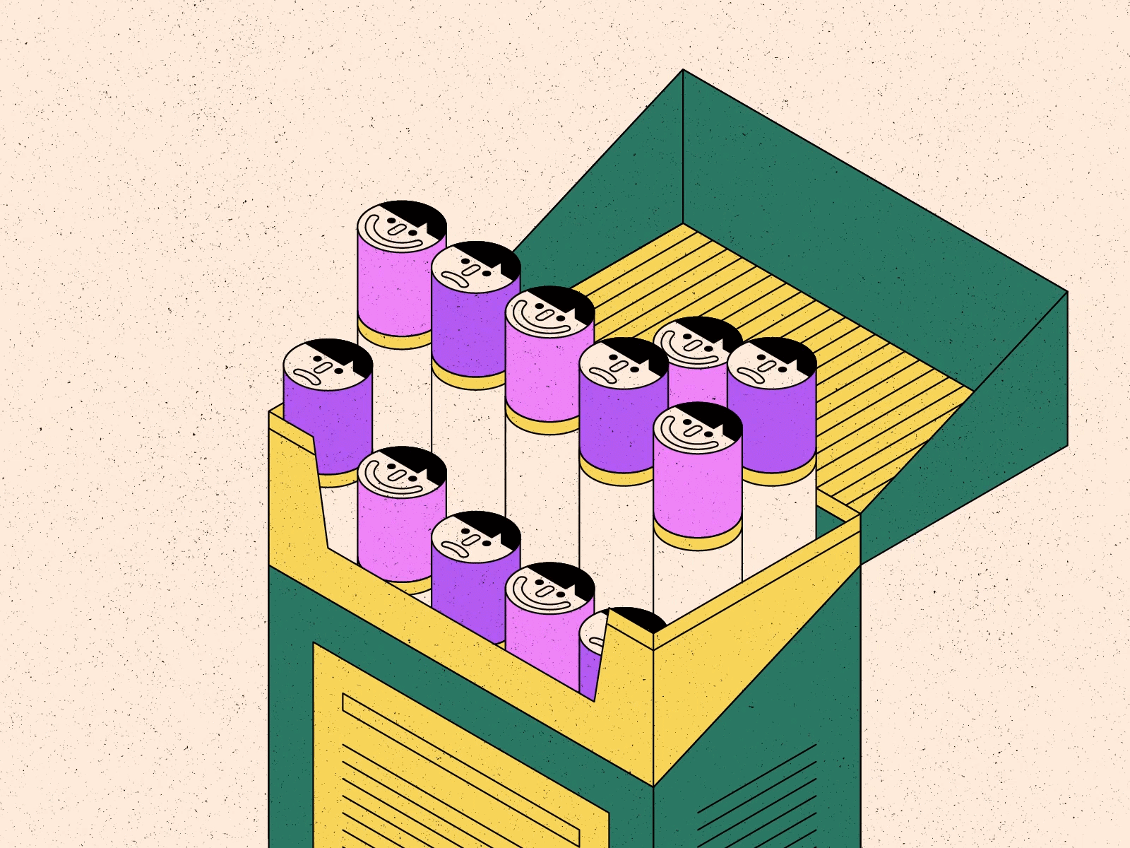 Temptation animation cigarette design faces geometric illustration temptation