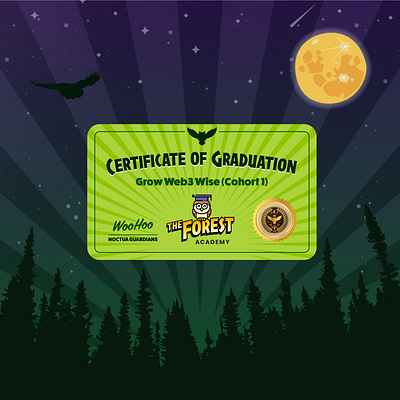 The Forest Graduation Certification (NFT) branding card certificate forest graduation logo nft owl