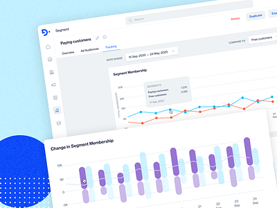 Segment Tracking admin analytics app blue dashboard graph header management panel navbar navigation overview panel segment survey tracking