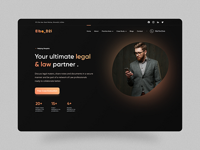 Law Firm Work dark ui firm landing page law law firm orange black webpage