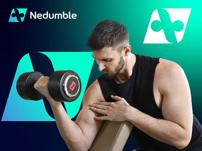 Nedumble fitness - workout logo body builder brand identity creative crossfit dumble exercise fitness logo flat gym gymnastic logo health icon logo mobile app modern personal trainer physical strength strong workout logo
