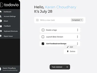 Todovio app application dashboard todo todo app web design webapp