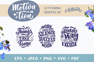 Motivational Lettering Quotes design graphic design hand drawn illustration lettering logo logotype phrase poster print quote slogan type typography vector