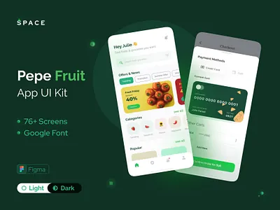 Pepe Fruit App UI Kit app concept best delivery design food fresh fruit green grocery ios minimal mobile app popular salad simple top ui uiux ux