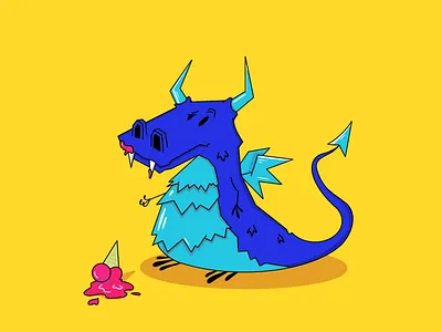 Ice Dragon art blue character design dragon flat icecream illustration