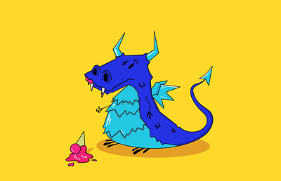 Ice Dragon art blue character design dragon flat icecream illustration